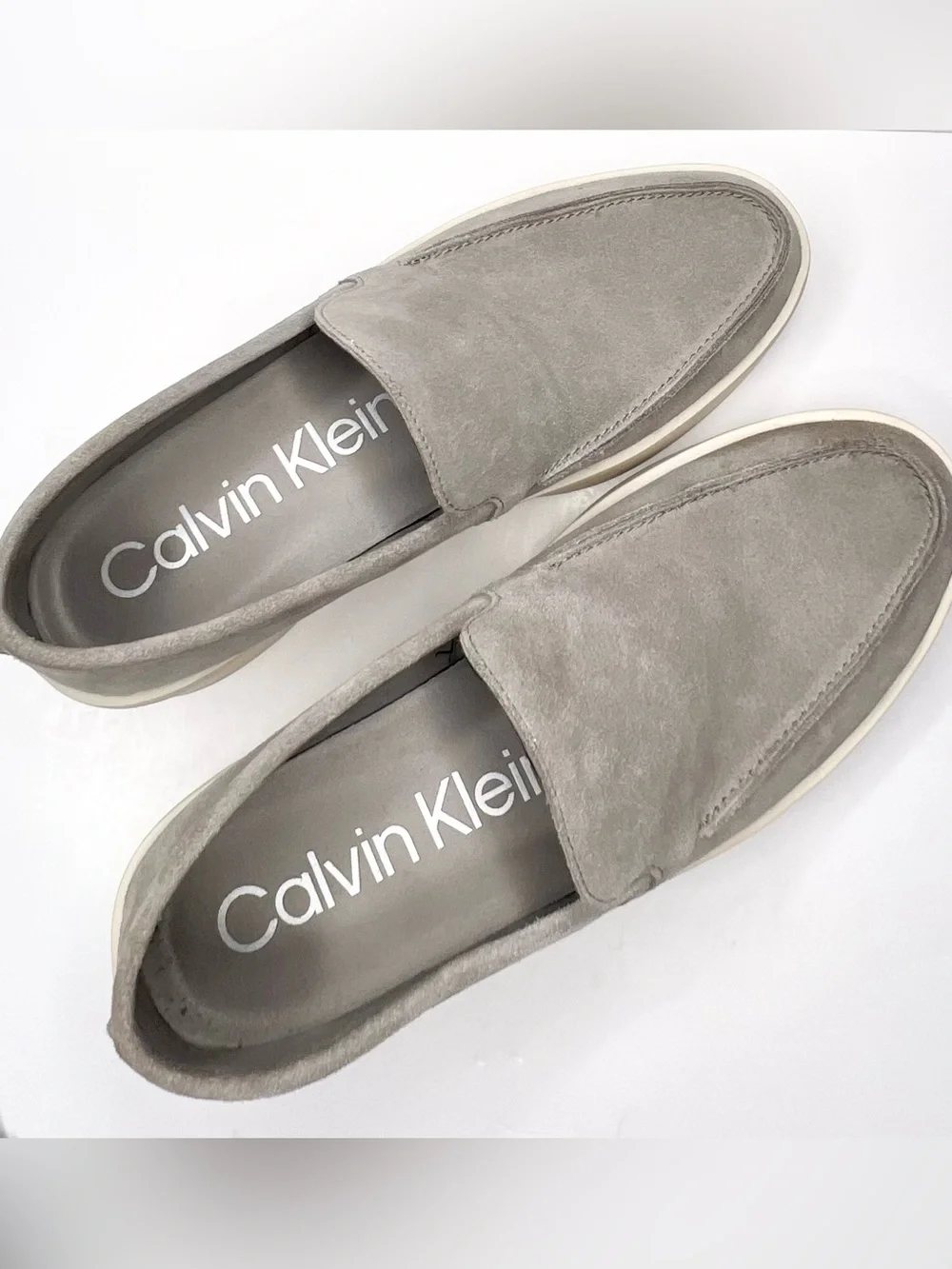 Calvin Klein Carch Men’s Suede Slip-On Loafers Grey Size 11.5